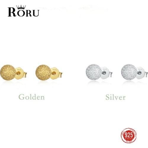 925 Sterling Silver Stud Earrings Fashion Women Enamel Round Frosted Astigmatism Gold Earrings Fine Jewelry