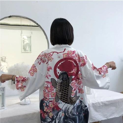 Women Tops Summer 2019 Japanese Fashion Kimonos Couple Clothes Obi Yukata Female Beach Kimono Boho Haori Kimono Japones FF2078