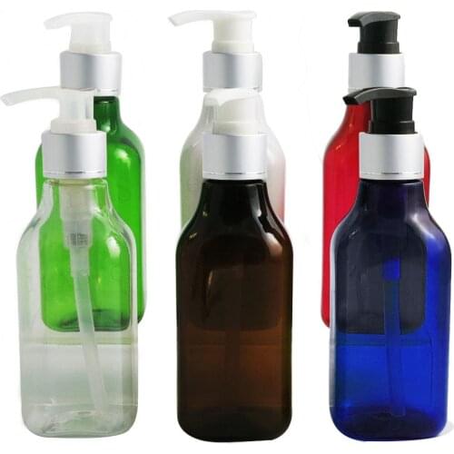 12pcs 200ML Empty Travel PET Plastic Cream Containers Portable Shoulder Hang Gel Lotion Packing Bottle with Matte Silver Pump