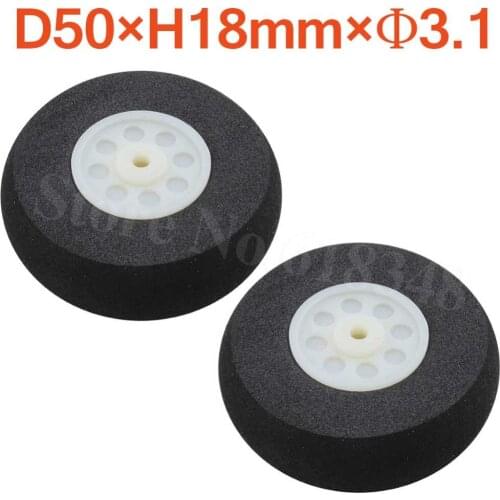 2pcs 50mm Light Foam Tail Wheel Thickness:18mm Axle hole:3.1mm For Remote Control RC Model Plane Parts Replacement