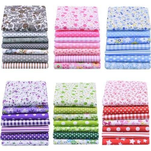 7pcs/set 25*25cm Mixed Color Floral Printed Cloth Patchwork Cotton Fabric for Home DIY Handmade Material Clothing Accessories.75