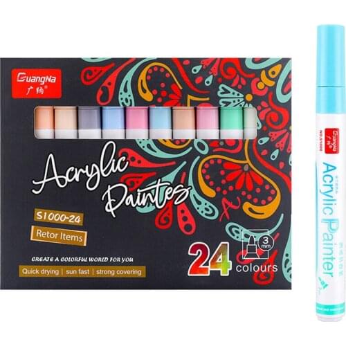 Acrylic Pen Paint Pens for Rock Painting, Stone, Ceramic, Glass, Wood, Canvas. Set of 24 Acrylic Paint Markers Extra-fine Tip