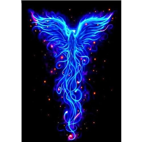 5D DIY Full Drill Diamond Painting Blue phoenix Cross Stitch Needlework Home Decorative Square round Diamond Embroidery A1859