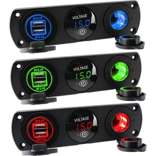 Car Phone Battery Charger Panel Charger Multi Purpose Dual USB 12-24V Voltmeter Car Charger Lighter Adapter Converter for Phones