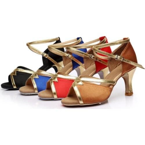 Ballroom Dancing Shoes Woman Latin Dance Shoes Shoes for Latin Satin Dance Sneakers Tango Salsa Shoes for Girls Heeled A08-2