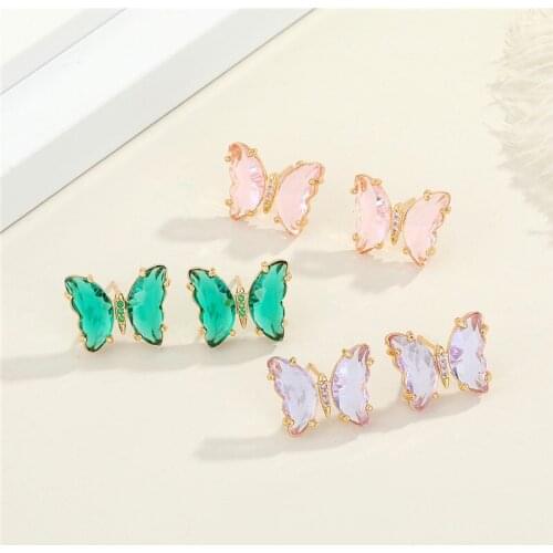 BELLAHYDIARY Korean Fashion Butterfly Stud Earrings Earstud Street Style Cute Butterfly Stud Earrings For Women Jewelry SD83