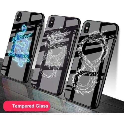Dragon Tempered Glass Phone Case For Redmi Note 5 6 7 8 9 Pro Note8T Note9S Redmi8 9 Cover Shell