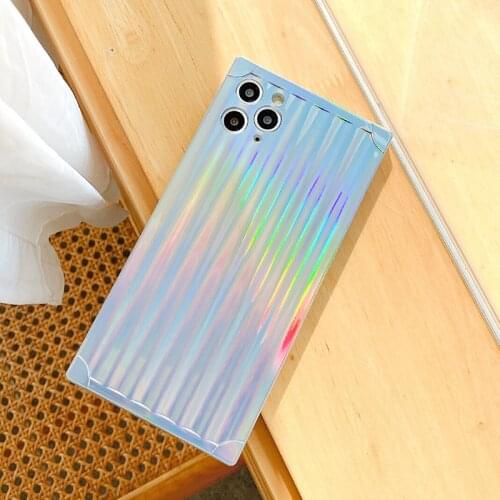 Square Stripes Laser Glitter Case for iPhone 12 Pro Max 7 8 Plus XS MAX XR X Silicone Luxury Silver Cover for iPhone 11 SE 2020