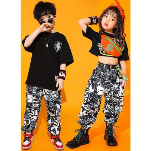 Kids Cartoons Print Casual Cargo Pants Childrens Streetwear Hip Hop Loose Harem Trousers Big Boys Girls Harem Sweatpants