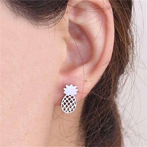 Qianraq Pineapple Exaggerated Long Stud Dangle Fruit Earrings Dainty Gift Pineapple Ear Stud Party Jewelry Accessories