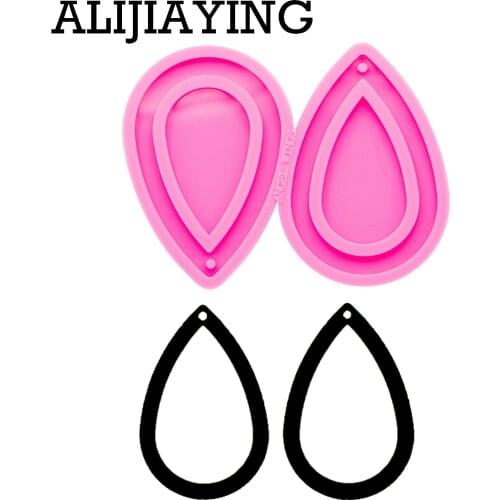 DY0273 Glitter New Hollow water drop shape earrings mold silicone mold resin epoxy resin molds for jewelry
