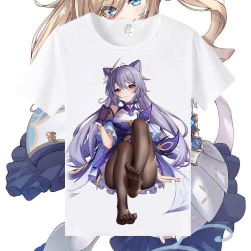Genshin Impact Cosplay T Shirt Cartoon Keqing Paimon Lumine Print Summer Short Sleeves T-Shirt Casual tshirt Top Tee Costume
