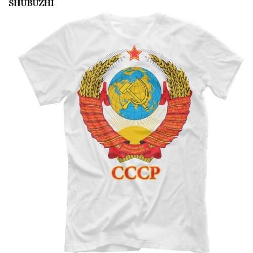Printed Short Sleeve T Shirt MenS Tops New T-Shirt Soviet Coat of Arms Rare Designe Ussr Russia Moscow Hq Printbrand Clothing