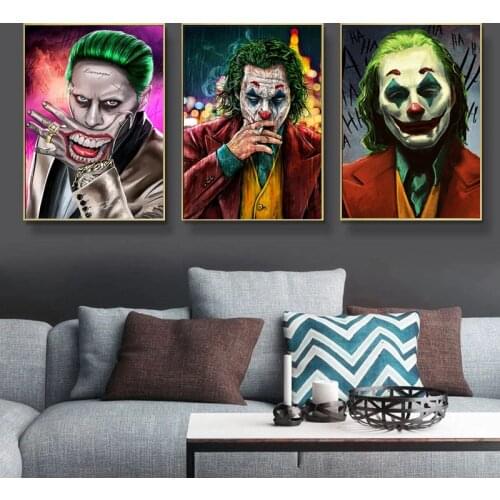 Clown Smoking Art Poster Oil Painting Cartoon Printing Wall Painting Living Room Bedroom Furniture Decoration Wall Painting