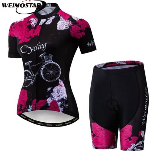 Weimostar Team Cycling Jersey Set Summer Women Cycling Clothing Racing Bicycle Clothes Breathable MTB Bike Jersey Suit