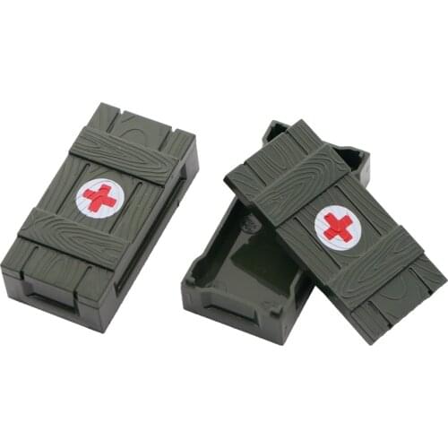 Military Weapon Pack Box Building Blocks WW2 Army Soldier Accessories Medical Chest Printed MOC Brick Compatible Block Toys