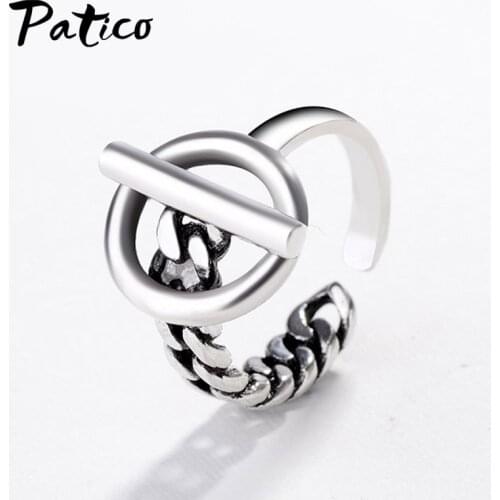 Korean Fashion Twist Chain Ring for Women Girls Jewelry Gift Vintage Retro Opening Adjustable Geometric Ring Best Friends Gift