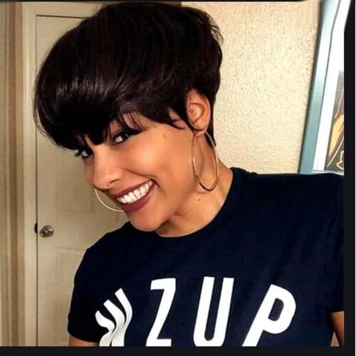 Short Pixie Cut Wig Human Hair Wigs For Black Women Straight Malaysian Remy Hair Machine Made Cheap Glueless Human Hair Wig