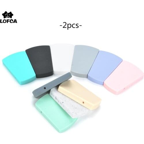 LOFCA 2pcs Silicone Beads Trapezoid Teething Food Grade Baby Beads Teether Nursing BPA Free High Quality Silicone Teether Toy