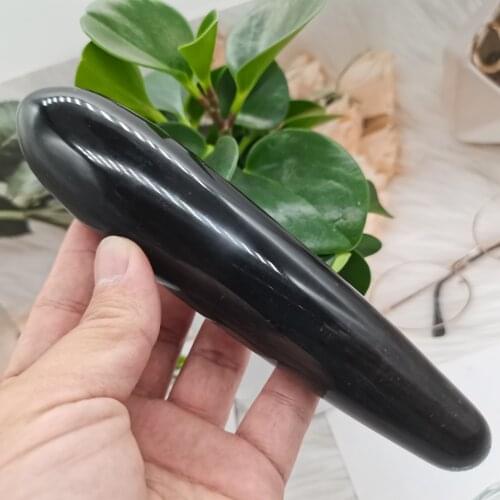 Long18 cm Width 4 cm Natural black obsidian crystal wand hand carved massage stick healing crystal gemstone yoni wand