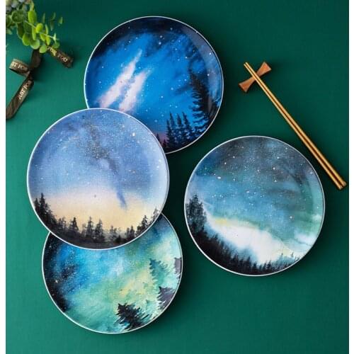 Star Universe Plate Set High Quality Ceramic Tableware Dessert Steak Bread Plate Set Dishes Kitchen Decoration