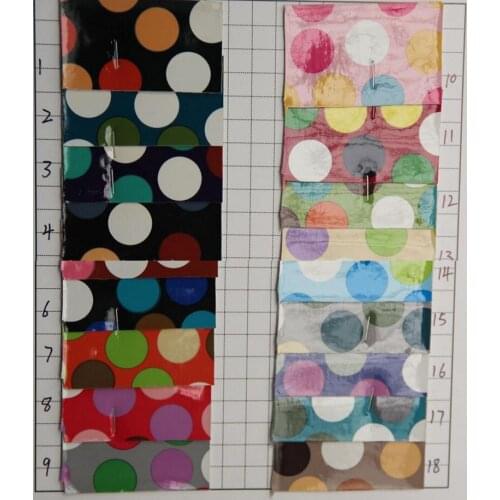 New colorful polka dots printed synthetic leather fabric wholesale PU leather material wholesale