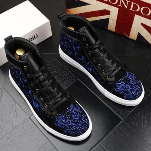 2021new style tide male embroidery leisure shoes Korean edition fashionable youth joker high help board shoes b12