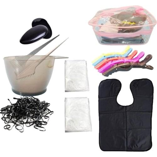15Pcs Hair Tinting Color Tools Dye Shower Cap Mixing Ear Covers Storage Bag