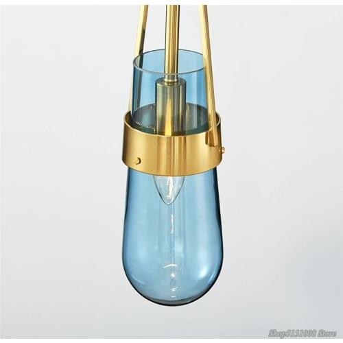 Modern Water Drop Pendant Lamps Designer Blue Glass Hanging Light Restaurant Dinning Room Bedside Lamp Home Decor LED Lighting
