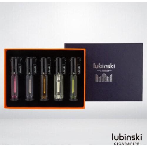 LUBINSKI Windproof Metal Jet Cigar Lighter Gas Torch Flint Lighter Inflated Butane Grinding Wheel Lighter Collection Men Gift