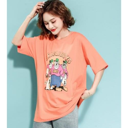 Woman T-shirts Summer Oversized T Shirt Casual Short Sleeve Female Loose Round Neck Cotton T-shirts Top