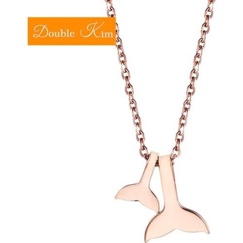 The Whale Tail Pendant Necklace Titanium Stainless Steel Chain Necklace Rose Gold Color Trendy Fashion Women Jewelry Gift