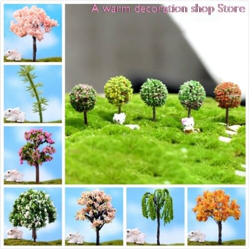 1/5pcs/Set Mini Tree Fairy Garden Miniatures Micro Landscape Resin Crafts Bonsai Figurine Garden Terrarium Accessories
