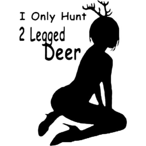 14.8CM*20.3CM Funny Sexy Only Hunt 2 Legged Deer Reflective Car Styling Car Stickers Motorcycle Decoration Black Silver C8-1320