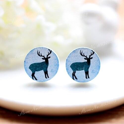 16mm Deer Round High Quality Photo Wood Laser Cut Cabochon to make Rings, Earrings,Bobby pin,Necklaces, Bracelets-(WEH-65)