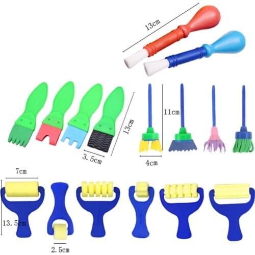 16Pcs/Set Hot Sales DIY Painting Tools Stamps Toys Flower Stamp Sponge Brush Set Art Supplies For Kids Christmas Gifts