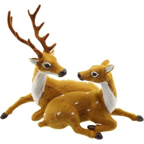 2Pcs/Pack Simulation Couple Deer Plastic Handicraft Ornament Decoration