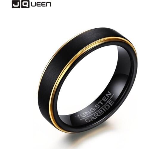 5mm Wide Gold Line Tungsten Steel Ring Mens Wedding Jewelry