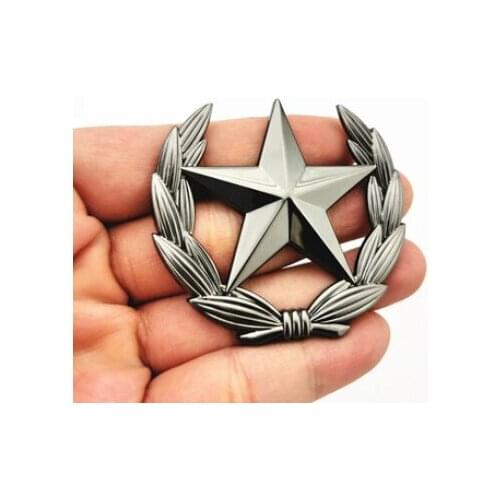 60mm 3D Gun Color Metal Pentagram Star CPC Auto Trunk Window Emblem Badge Sticker Decal Car Accessories