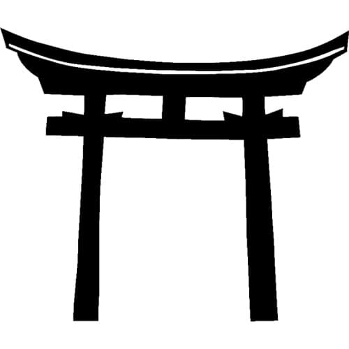 15cm*12.6cm Shinto Torii Gate Shrine Car Accessories Car Sticker Black/Silver S3-5613