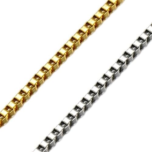 BFN001 Fashion 24''inch Stainless steel box chain Titanium Steel Men Box Chain long Necklace gold electroplated necklace