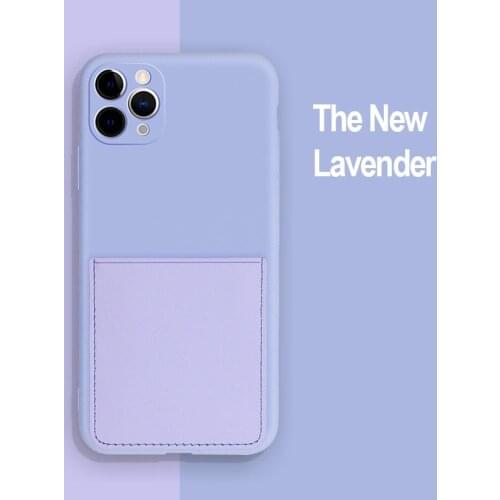 Liquid Silicone Card Slot Pocket Phone Case For iPhone 12 Pro Max 12Mini 11 Pro Max X XR XS Max 8 7 Original Protective cover