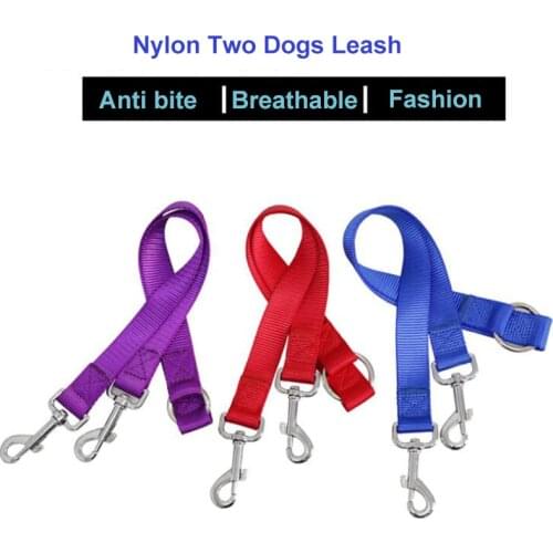 Double Twin Dual Coupler Dog Leash Two in One Strong Nylon V Shape Pet Dog Leash Colorful Two Ways Pet Lead