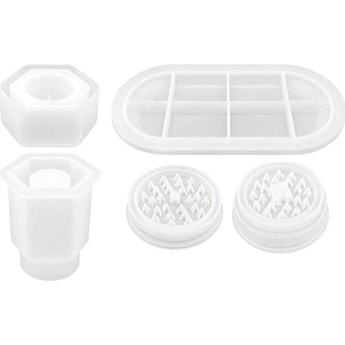 Grinder Resin Mold Resin Rolling Tray Mold And Resin Jar Mold With Lid Kit For Herb, Spice Grind And Storage, DIY Crafts