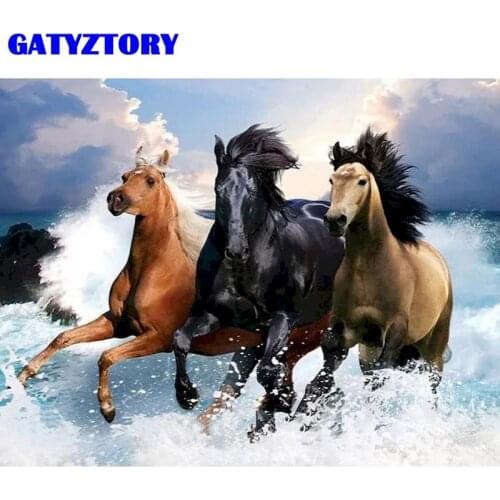 GATYZTORY Paint By Numbers Kits For Kids Unique Gift Horse Animal Picture By Number Handmade 40x50cm Framed Acrylic Oil Painting