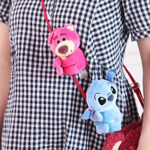 Disney Winnie The Pooh Bear Stitch Chipmunk Plush Doll Toy Hug Pendant Coin Purse School Bag Ornament Accessories Toy Kids Gift