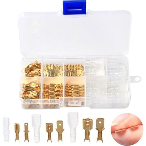 180Pcs Electrical Wire Crimp Terminals 2.8/4.8/6.3mm Female/Male Spade Connectors Assortment Kit