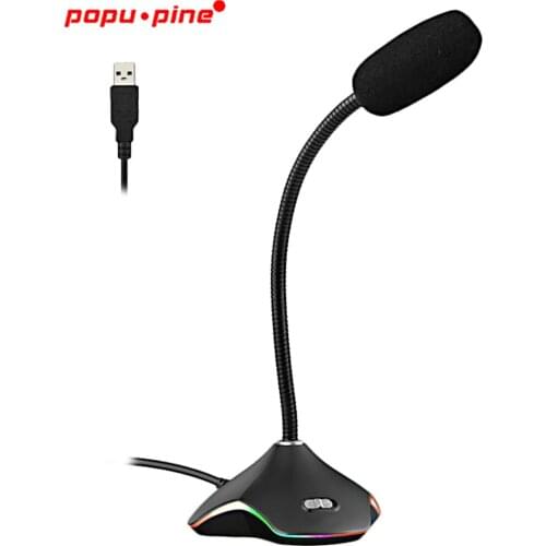 Computer USB Microphone RGB HD Sound Vocal Record Singing Studio PC With Speaker Noise Reduction 360° Rotate Receiver Desktop