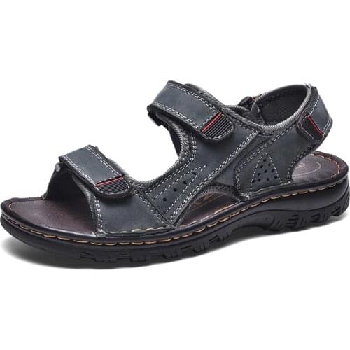 Leather summer mens plus size fashion trend casual beach sandals