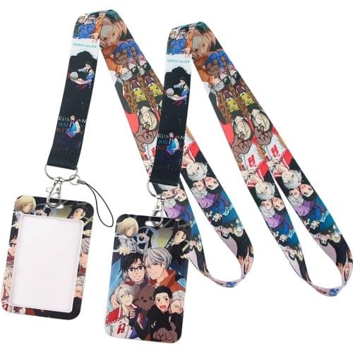 LT395 YURI!!! on ICE Japanese Anime Neck Strap Lanyards Keychain Holder ID Card Pass Hang Rope Lariat Badge Holder Key Chain